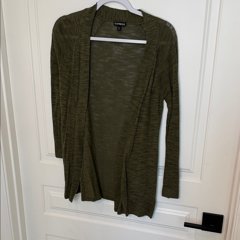 Express Forest Green Open Cardigan